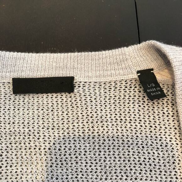 ATM Schoolboy gray and pink wool button cardigan size Large - Picture 12 of 16